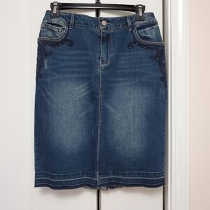 Nanette Lepore Knee length straight Denim skirt
